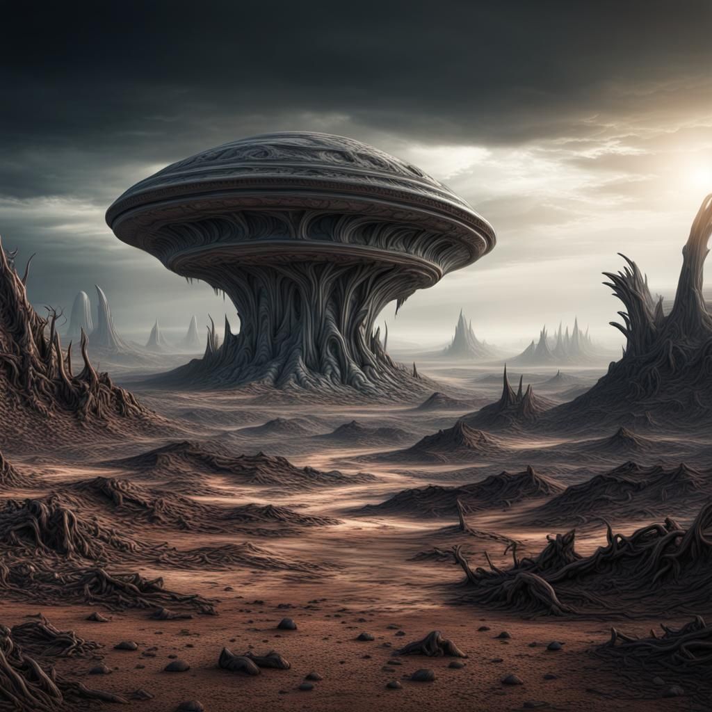 Hyperrealistic Alien Wasteland Landscape in HDR
