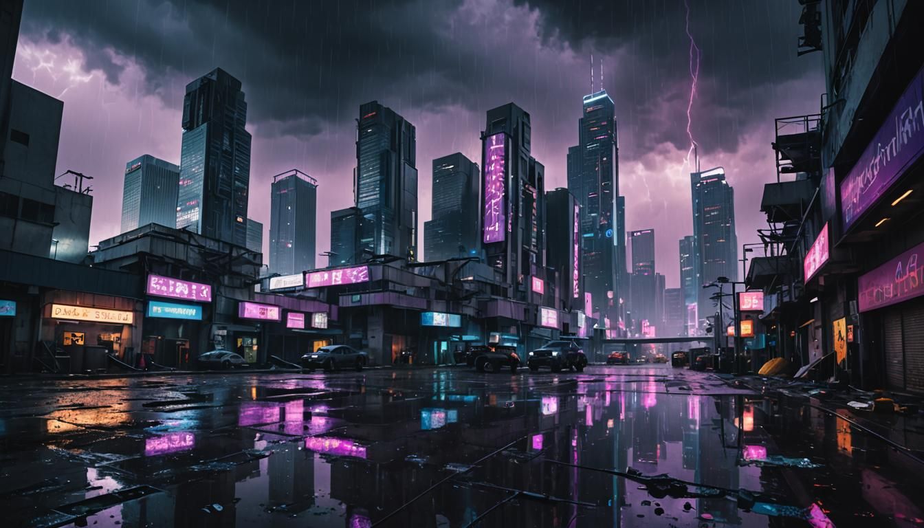 Los Angeles 2345: Cyberpunk Cityscape in Ruins