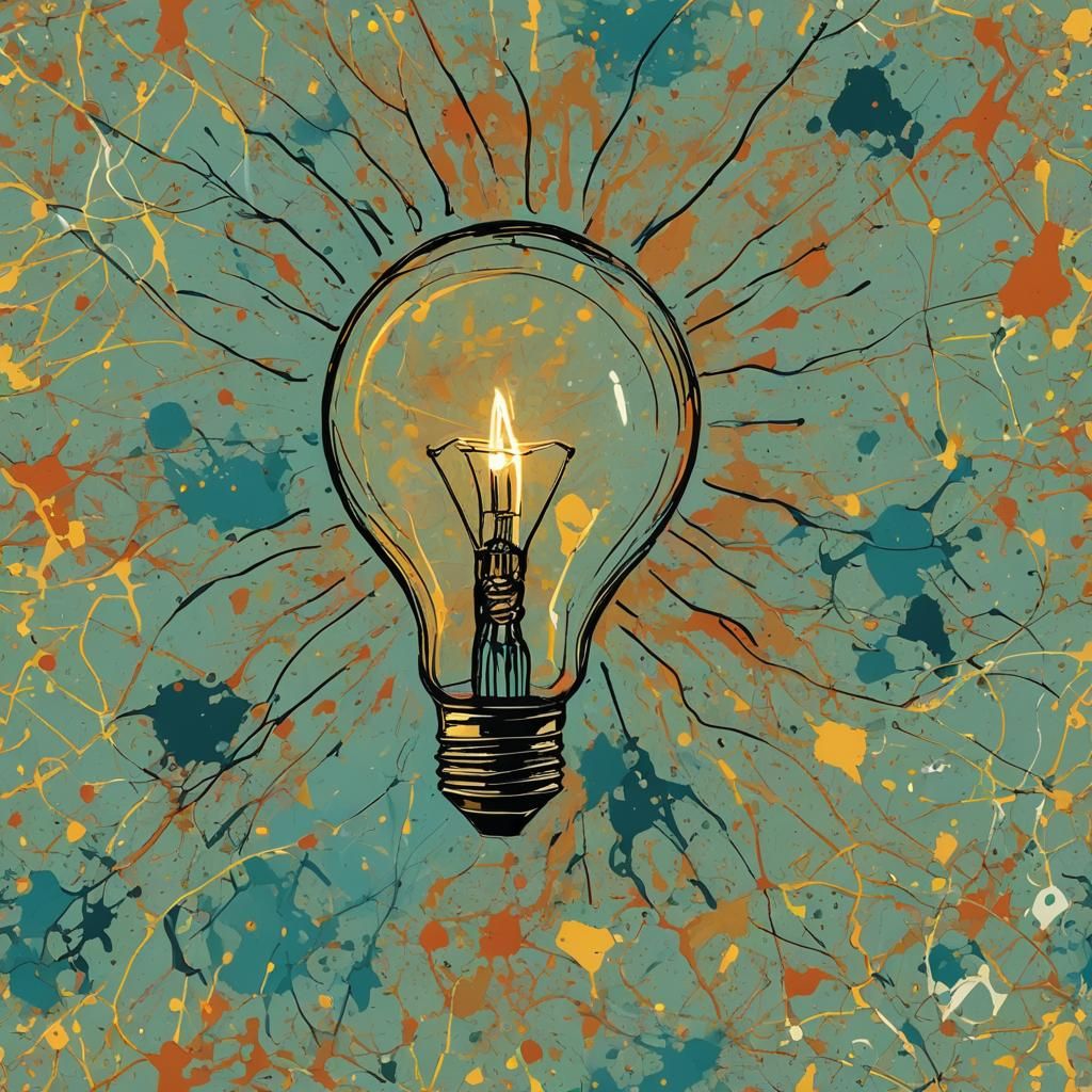Abstract Lightbulb Art in Complementary Colors