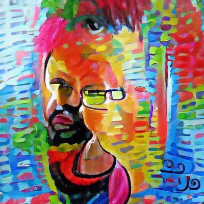 Colorful Abstract Autoportrait in Acrylic