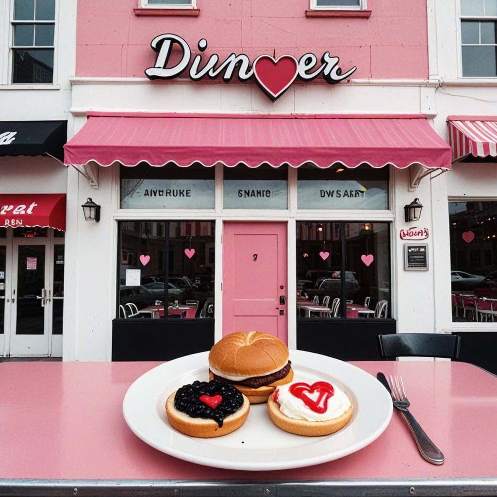 Retro American Diner Scene in a Desert Town