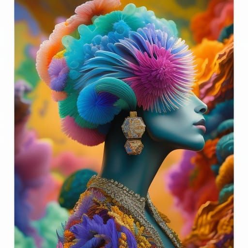 Molecular Gem-Encrusted Woman in Hyperrealistic Style