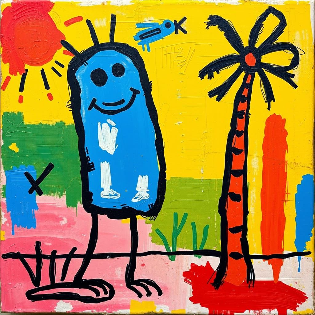 Raw, Expressive Street Art on Distressed Canvas