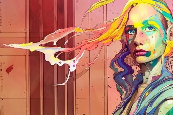 Future Space Princess Portrait in Gouache Illustration