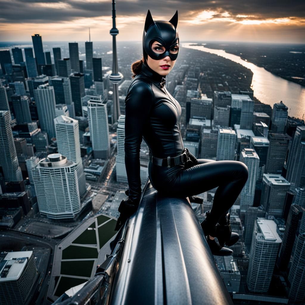 Catwoman Overlooks Toronto from CN Tower