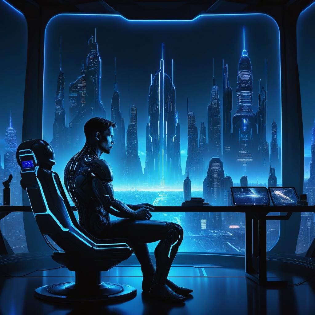 Man Recounts Dark Sci-Fi Tale in Cyberpunk Style