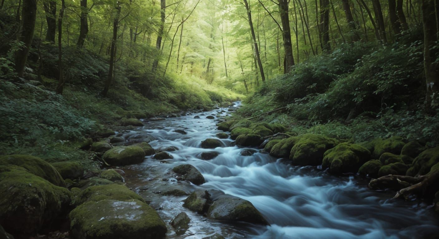 a stream running through the woods