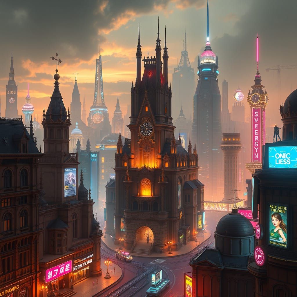 Cyberpunk Cityscape of 2250 in Matte Painting Style