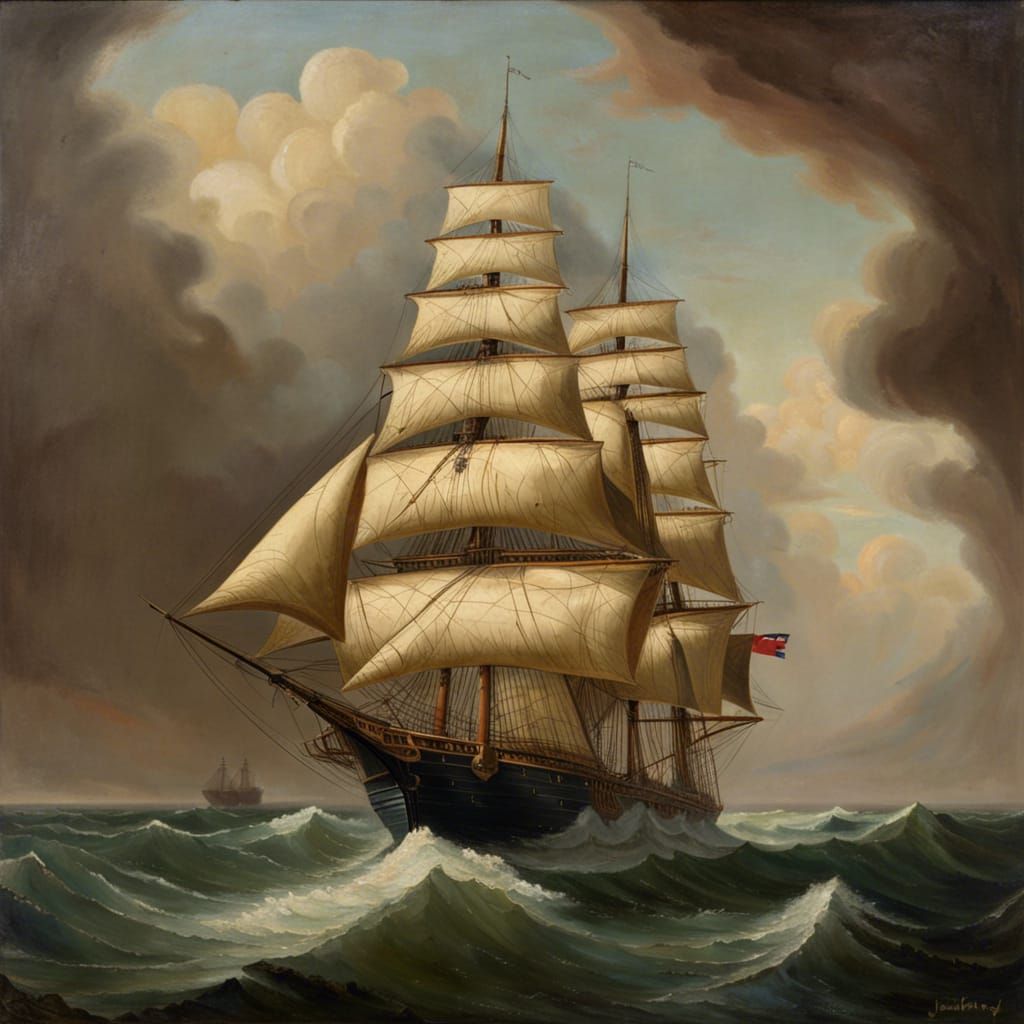 Ship Portrait in Maritime Painting Style