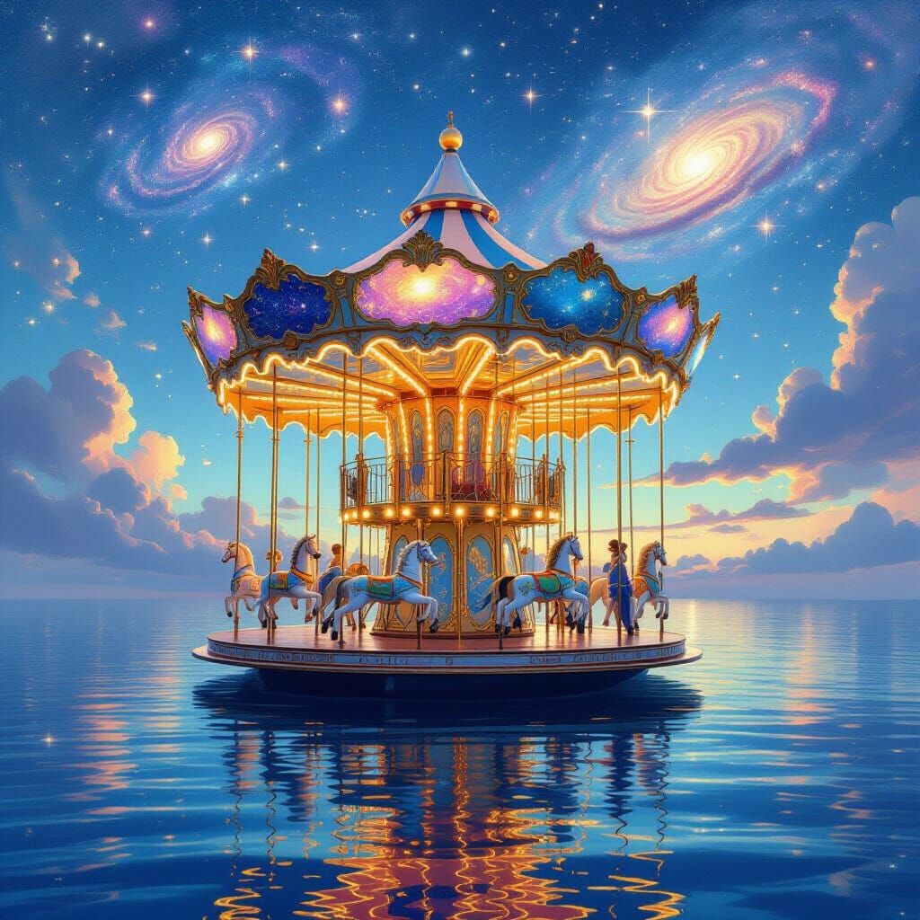 Celestial Carousel Adrift on Dreamlike Sea