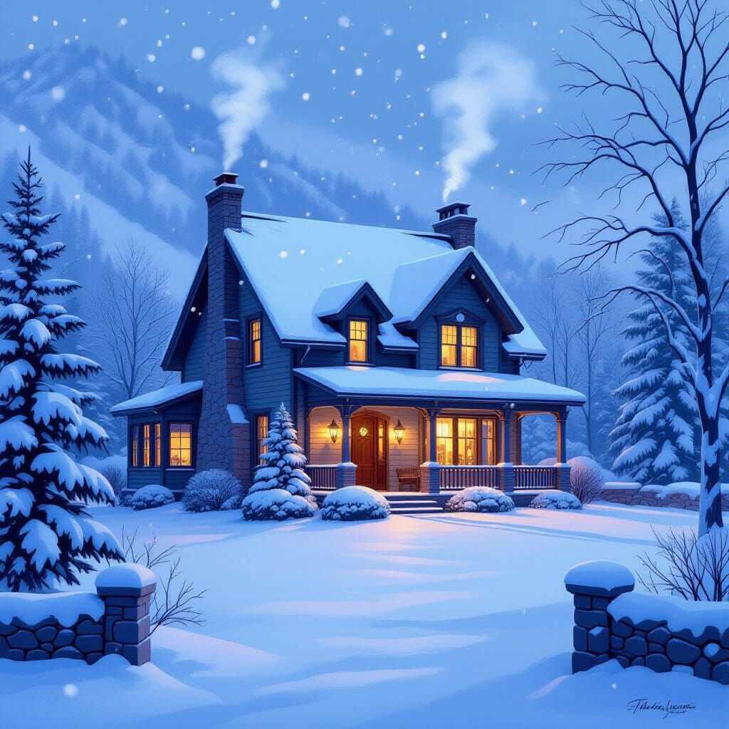 Cozy Mountain House in Snowstorm