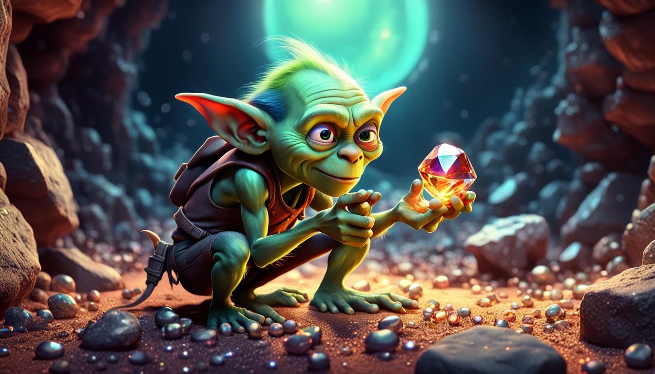 Goblin's Glittering Gem Find in a Mine