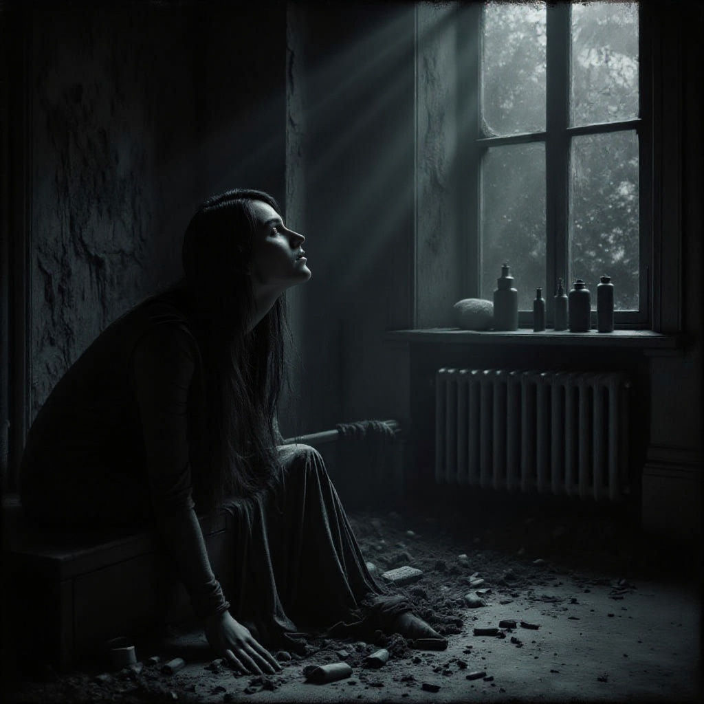 Moonlit Despair: A Solitary Figure in the Dark