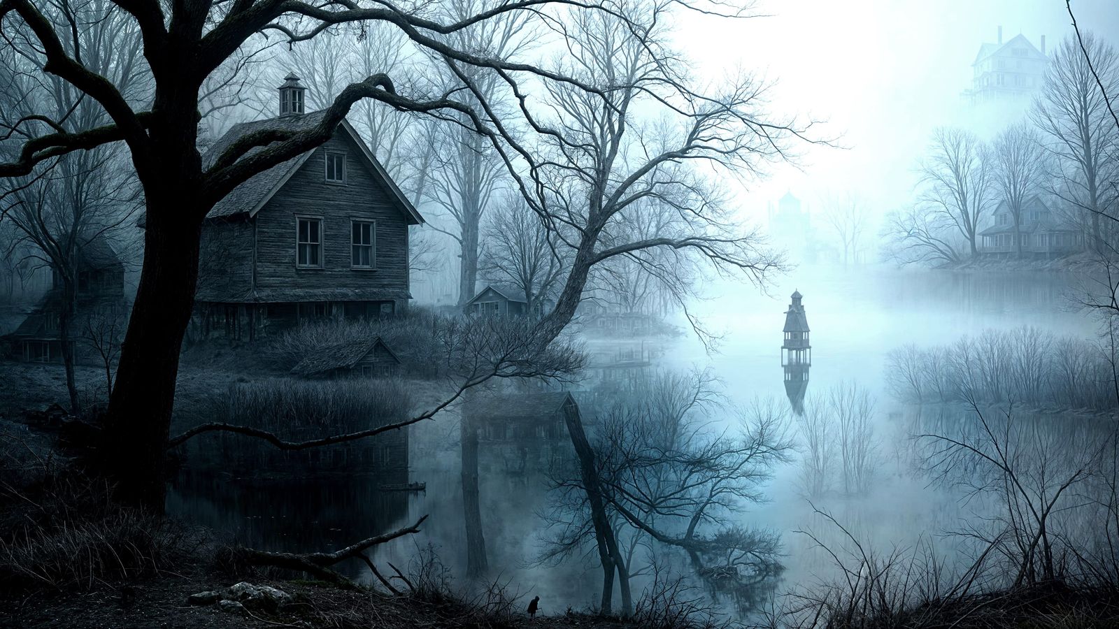 Mystical Lake: Bleak and Haunting Ghost Scene