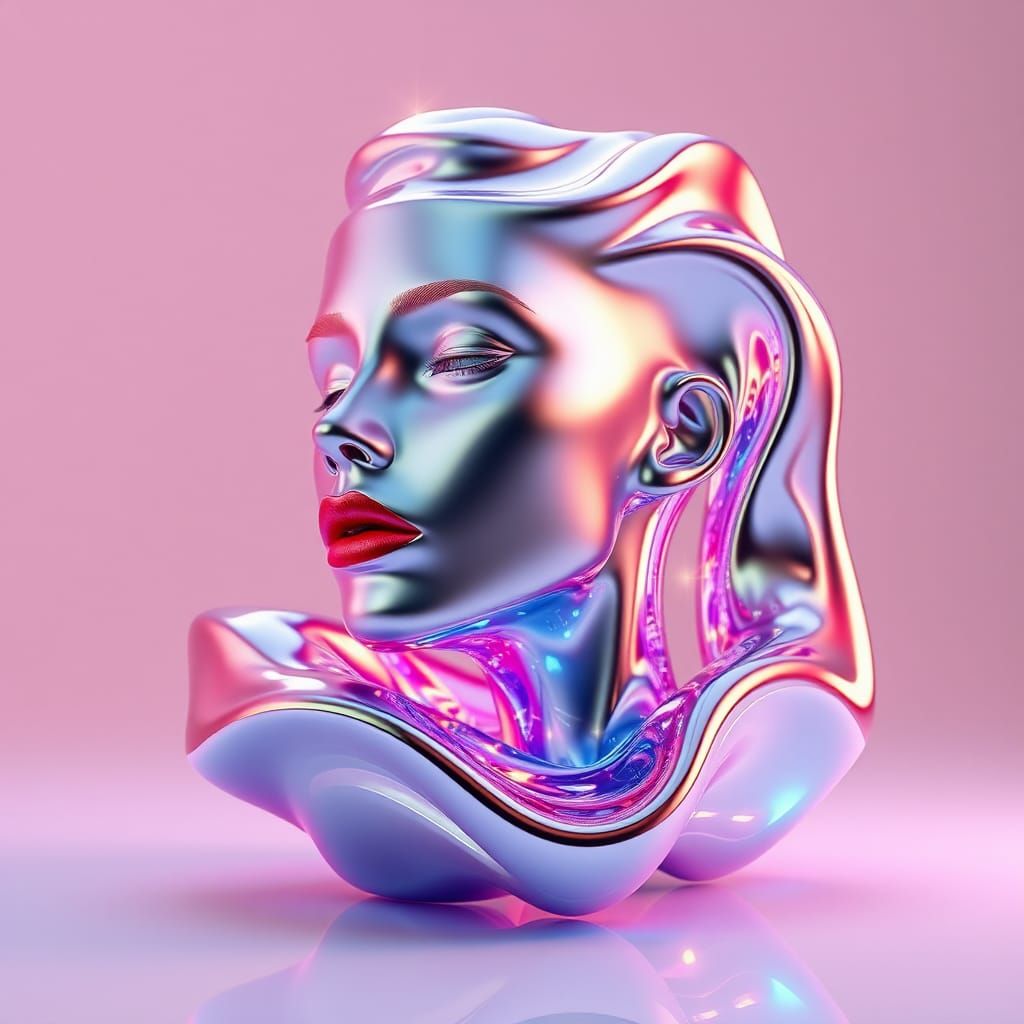 Holographic Object in Fluid Elements Sculpture Style