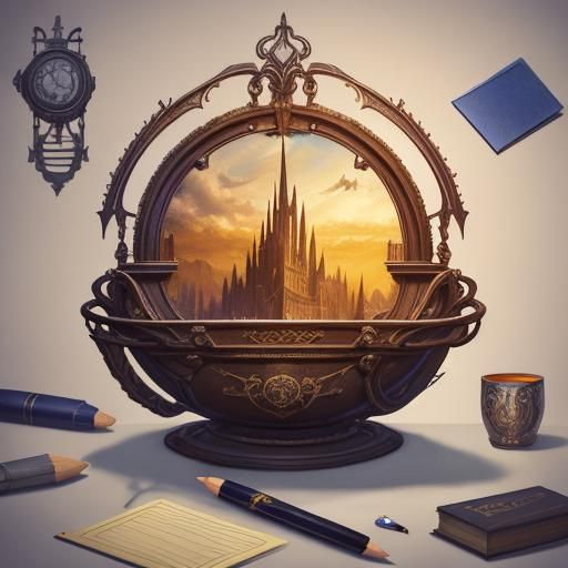 Sketch of School Stationery in Matte Painting Style