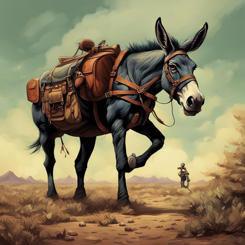 Detailed Mule Painting in Fantasy Concept Art Style