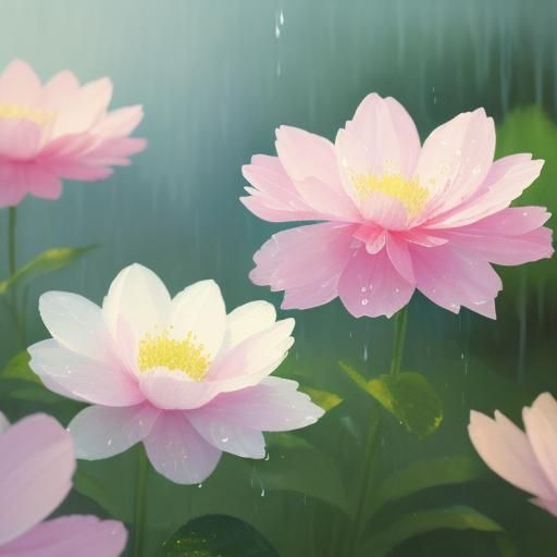 Ballerina Dancing in Lush Garden as Watercolor Painting