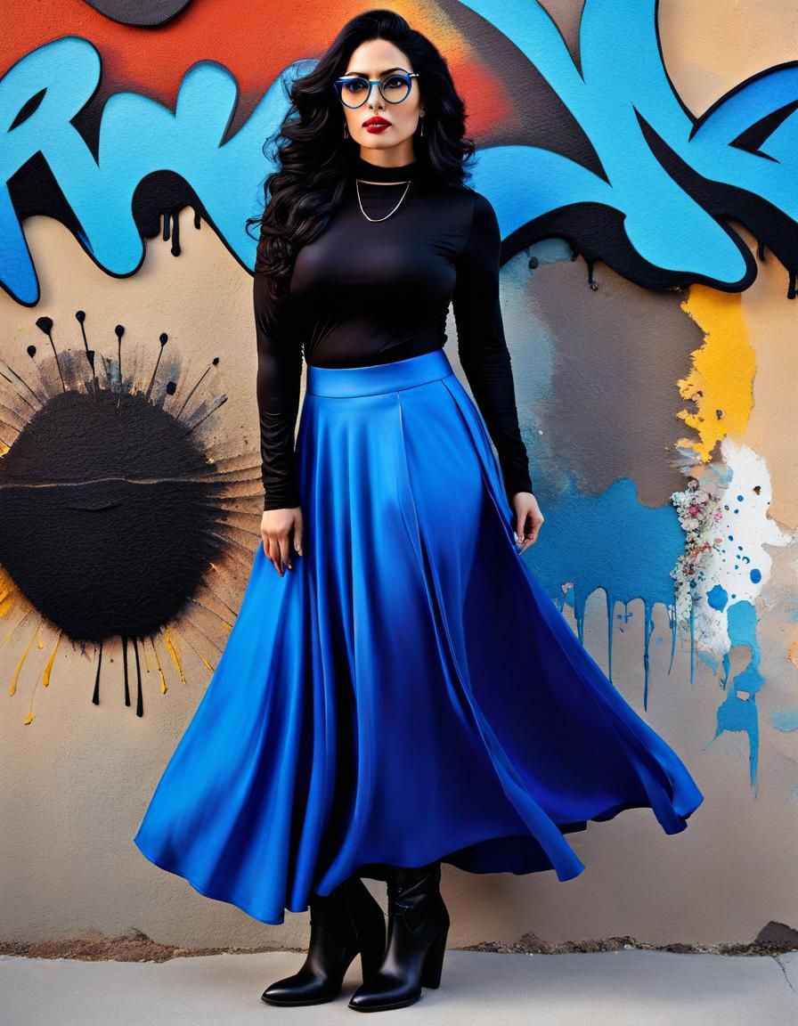 Hypernatural Athlete in Vibrant Blue and Black Attire