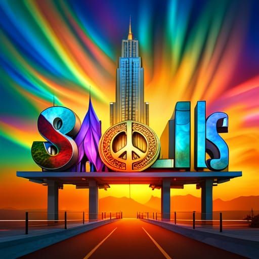 Billboard with SALLIS and Peace Symbols in 8K