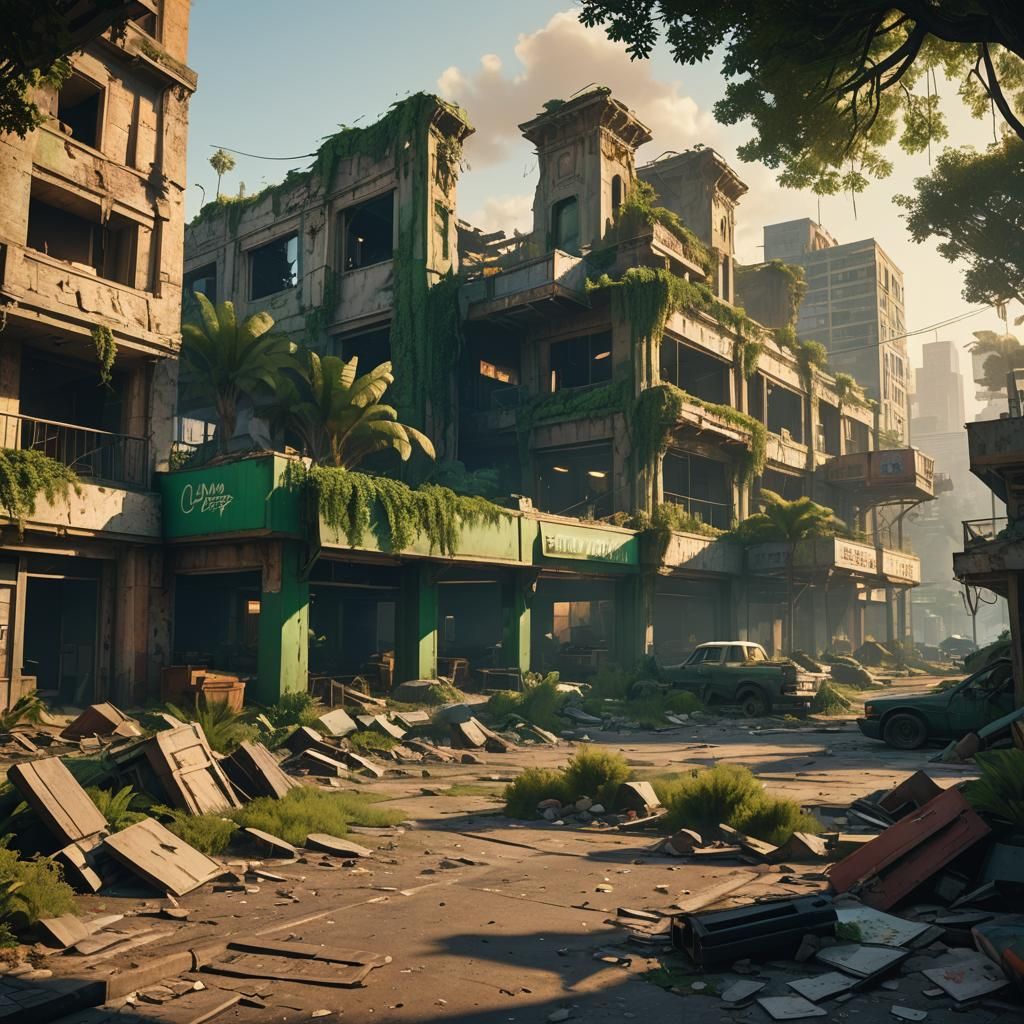 Dystopian Los Santos Ruins Dominated by Green Shop