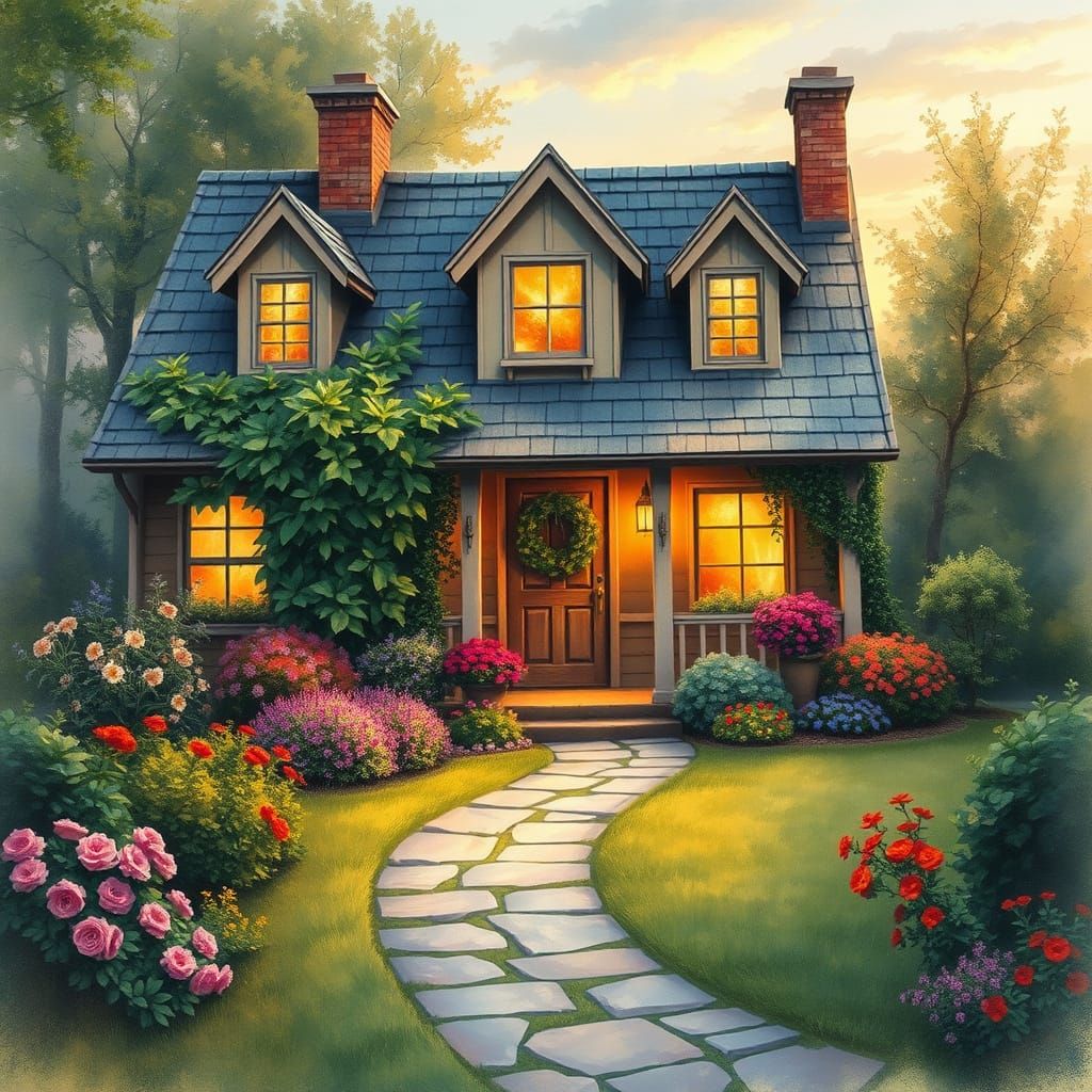 Warm and Cozy Cottage in Whimsical Garden Setting