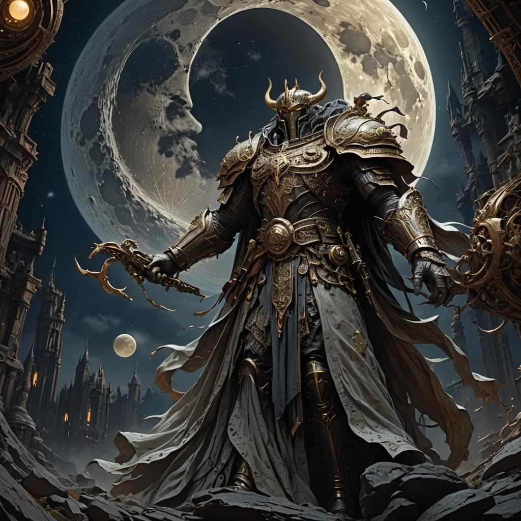 Ominous Moon Plotting in Dark Fantasy Style