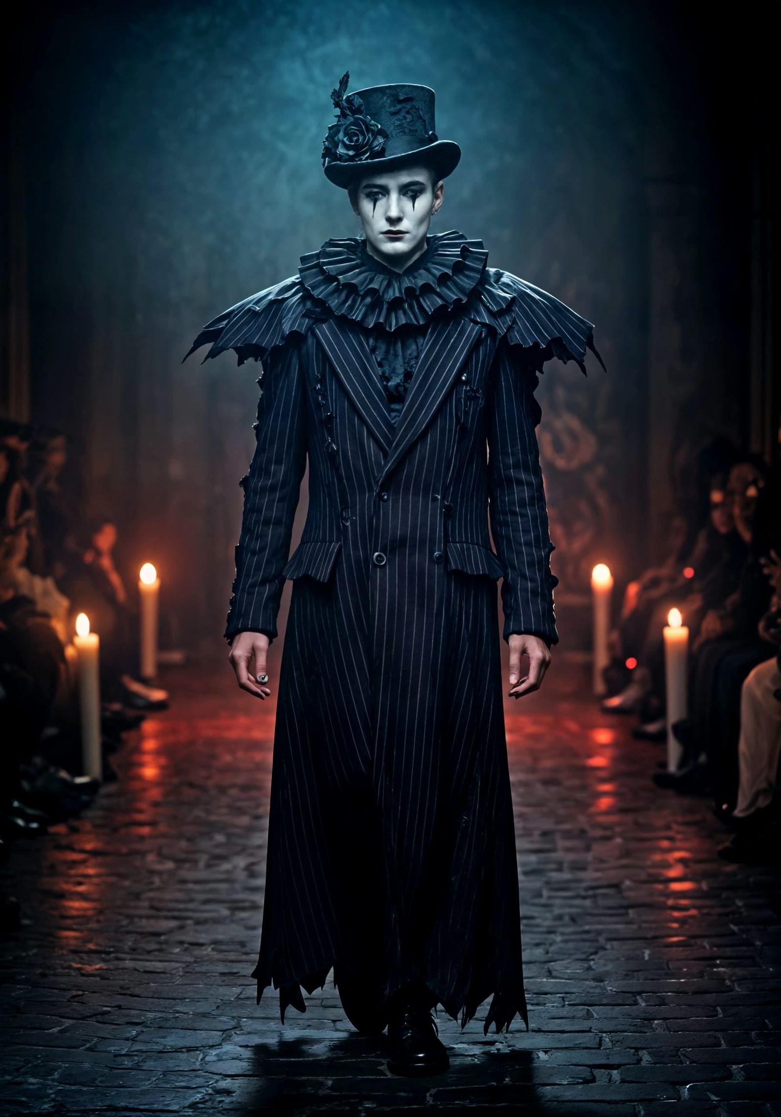 Gothic Mime in Victorian Mourning Attire