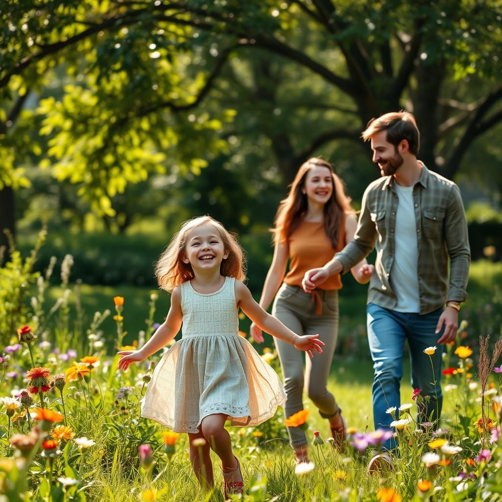 Joyful Family Moment in a Sunlit Park
