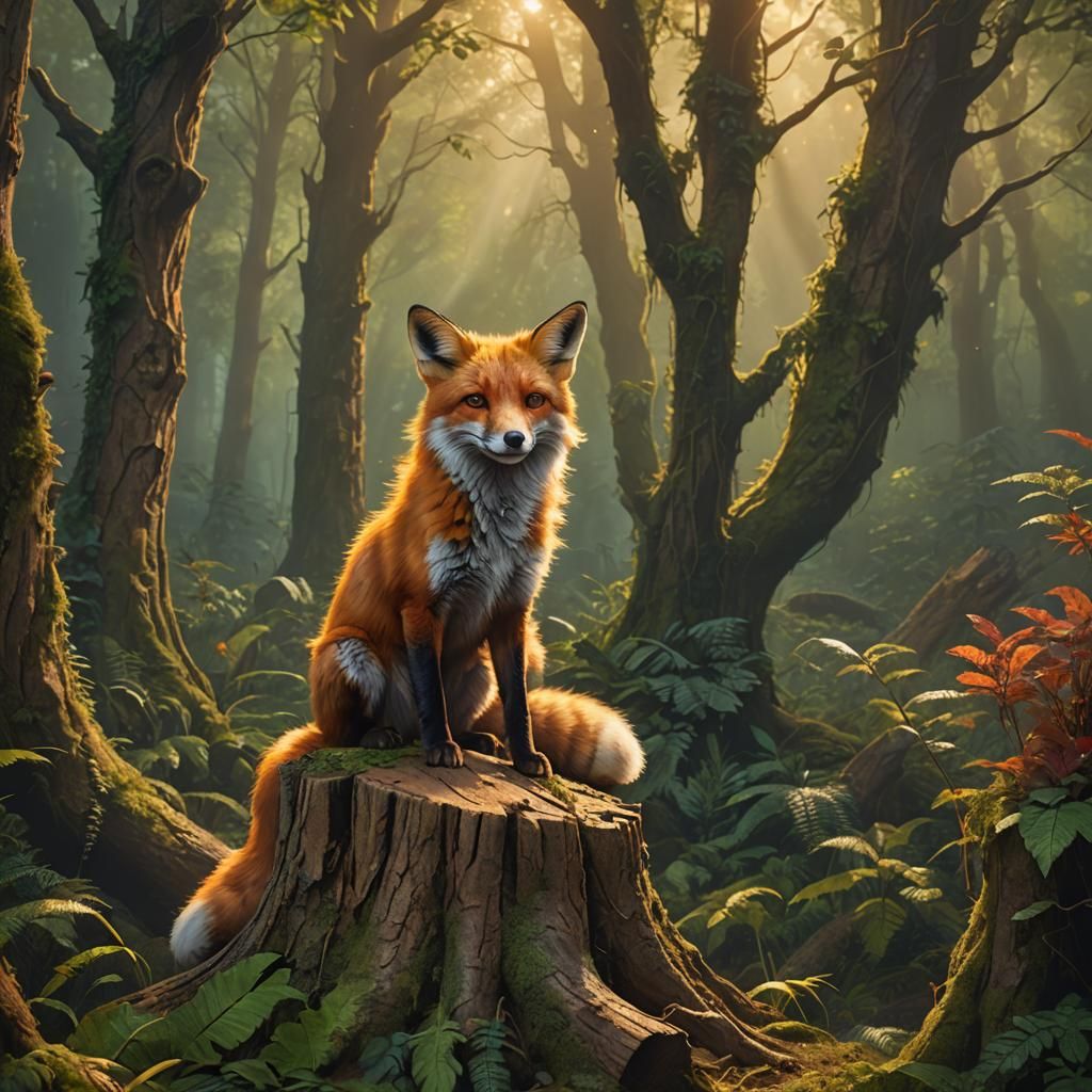 Red Fox in Forest: Fantasy Concept Art