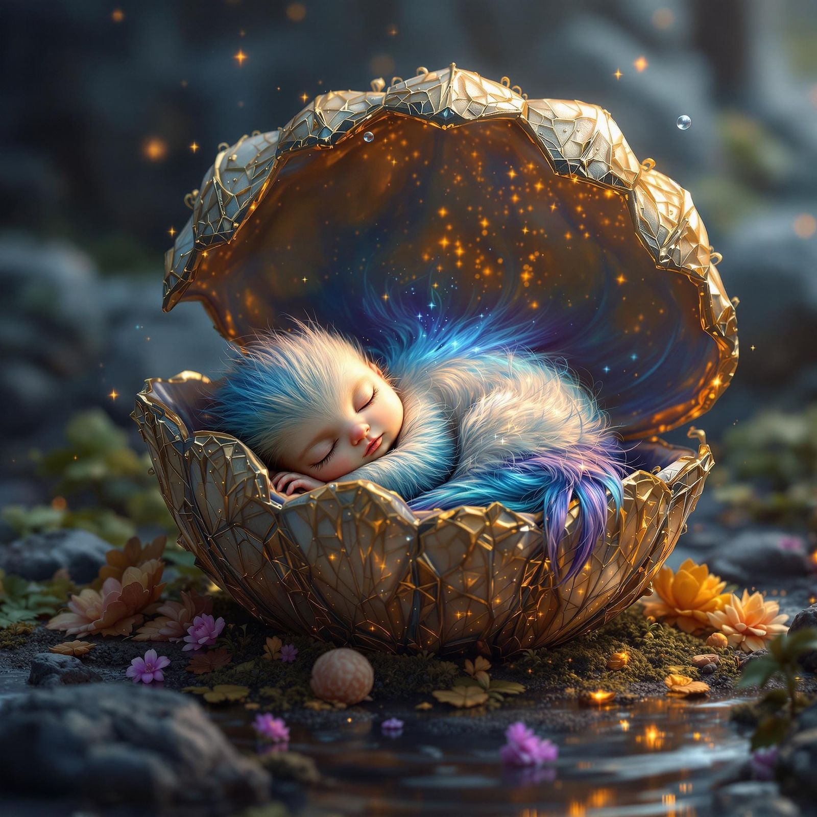 Dreamy Seaside Scene in Magical Realism Style