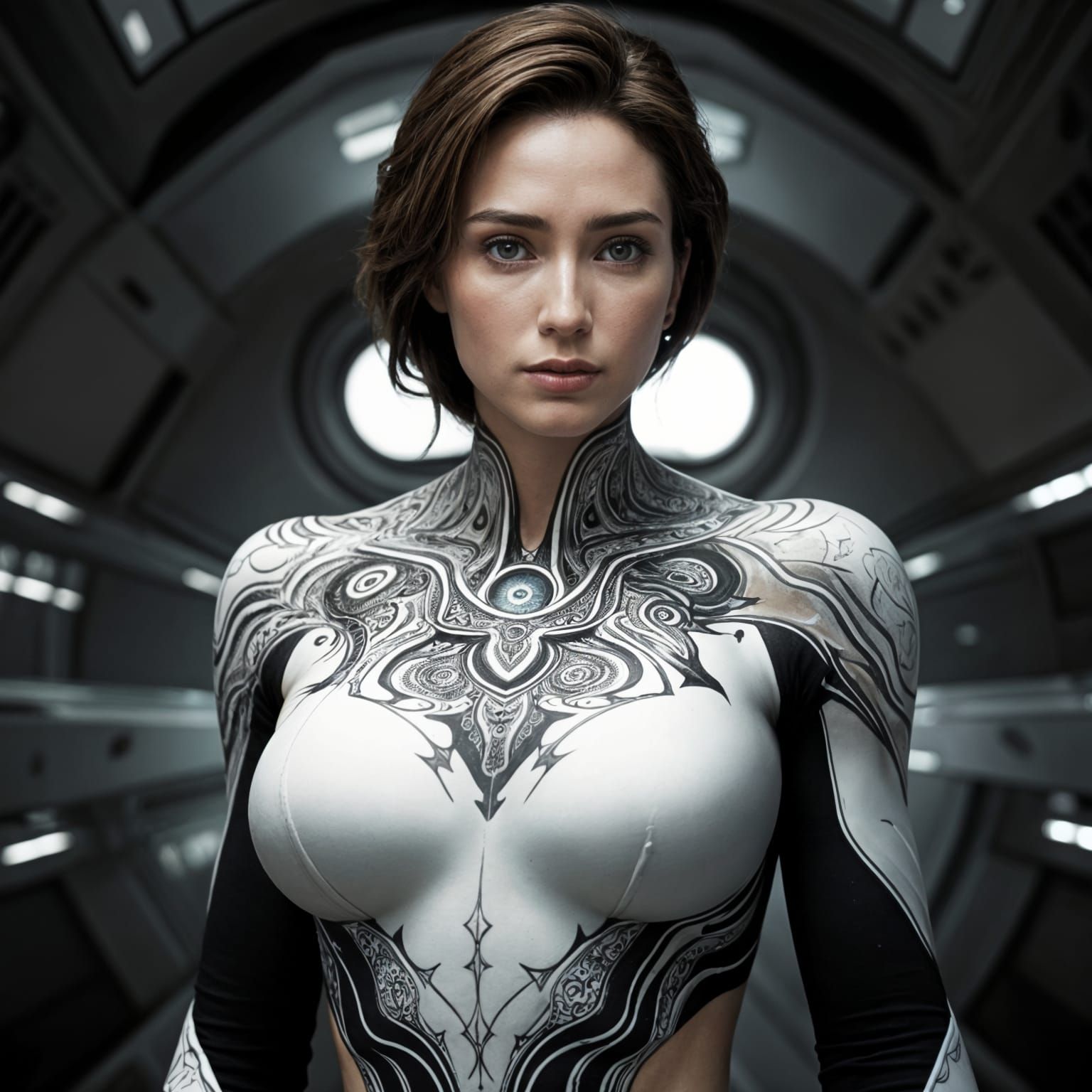 Abstract Bodypaint in Hyperrealistic Cinematic Style