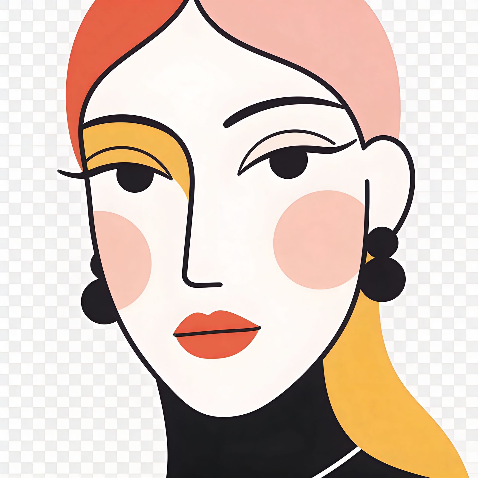 Abstract Face Line Art in Minimalist Vector Style