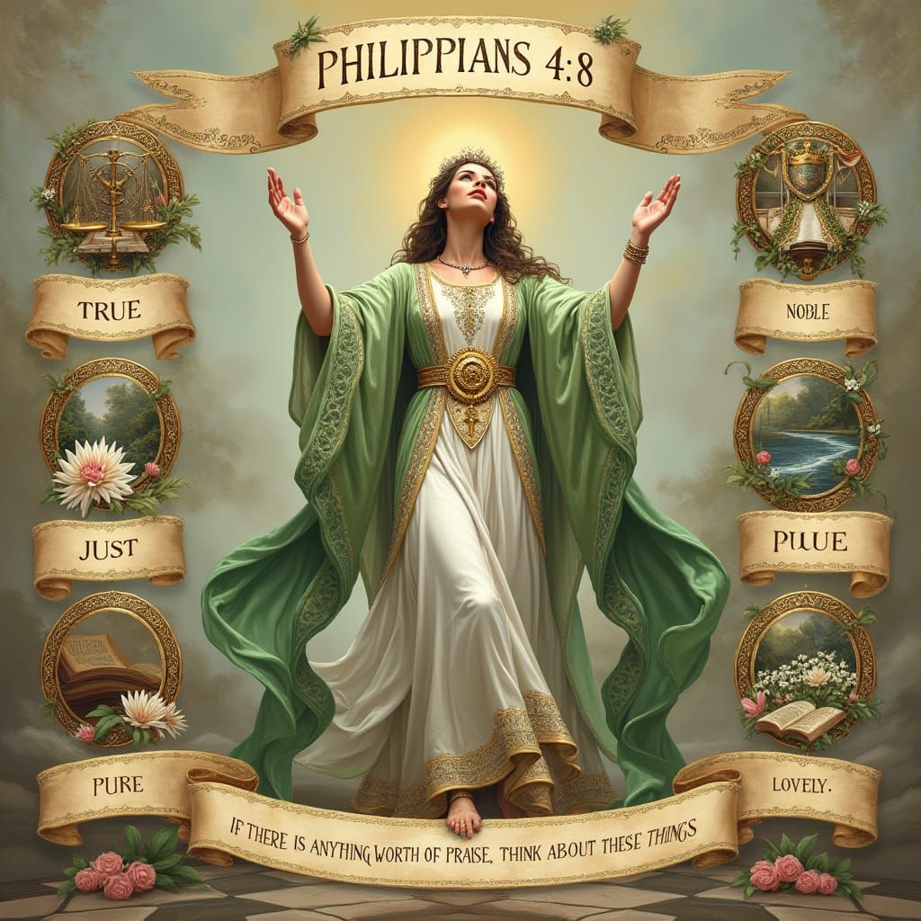 A worshipper embracing the virtues of Philippians4:8