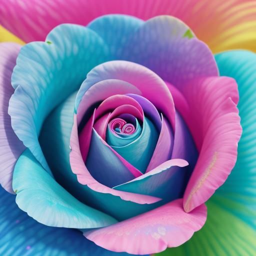 Pastel Bumble Bee and Rainbow Rose in Lisa Frank Style