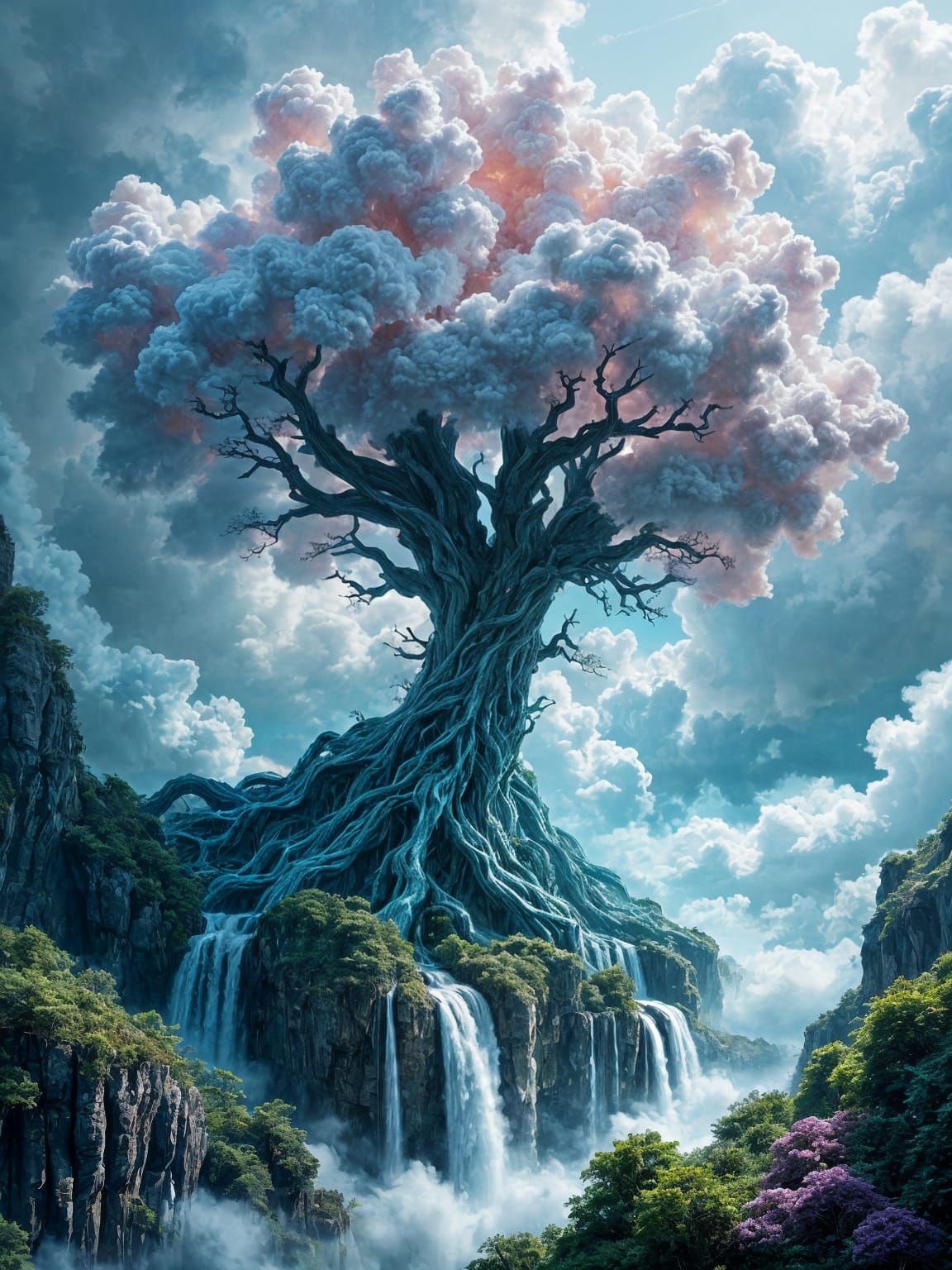 Magical Cloud Tree: A Surreal Photorealistic Masterpiece