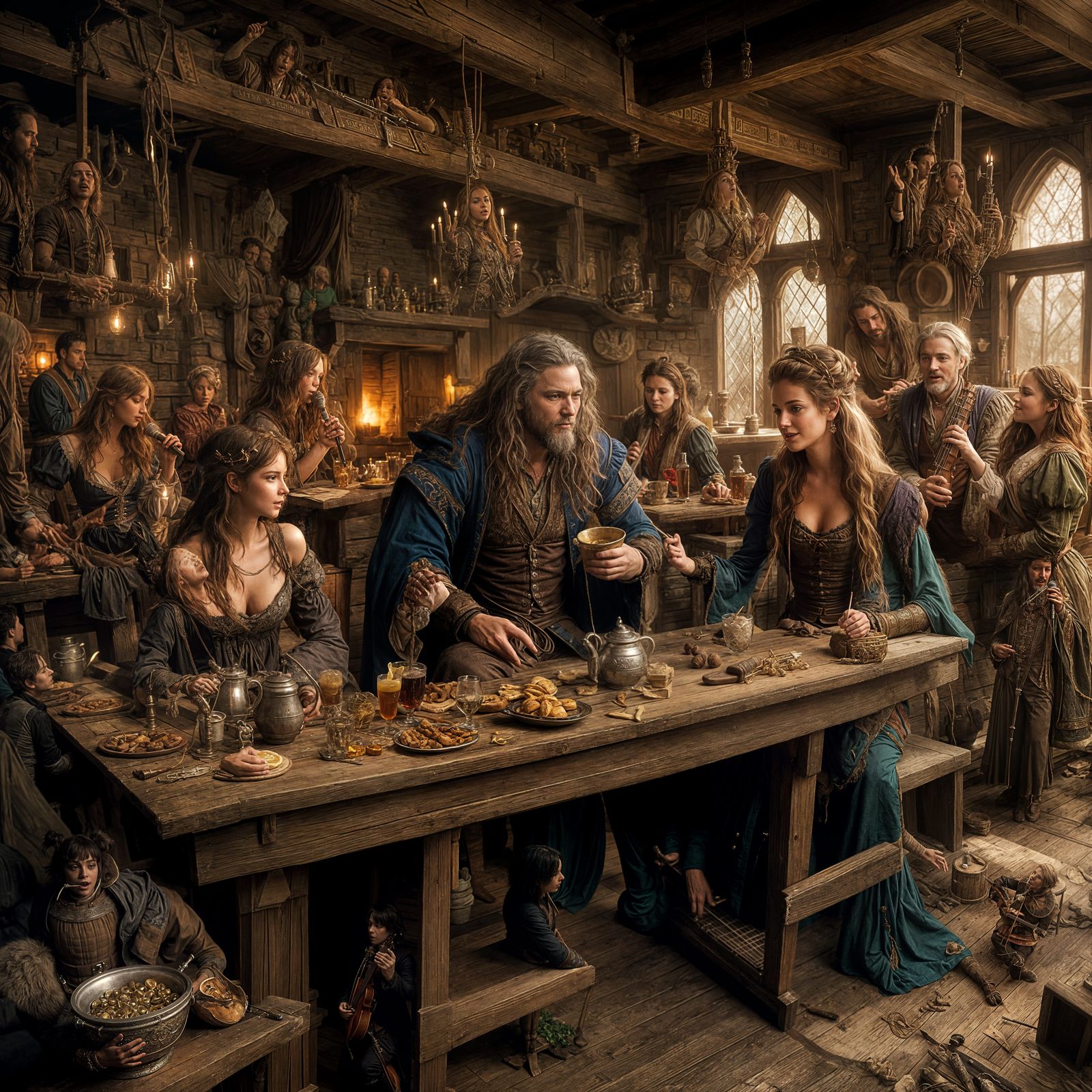 Dark Fantasy Bard Singing in Tavern