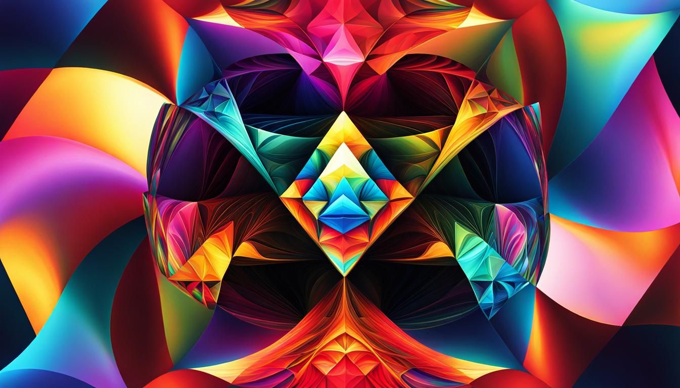 Vibrant Geometric Composition with Iridescent Details