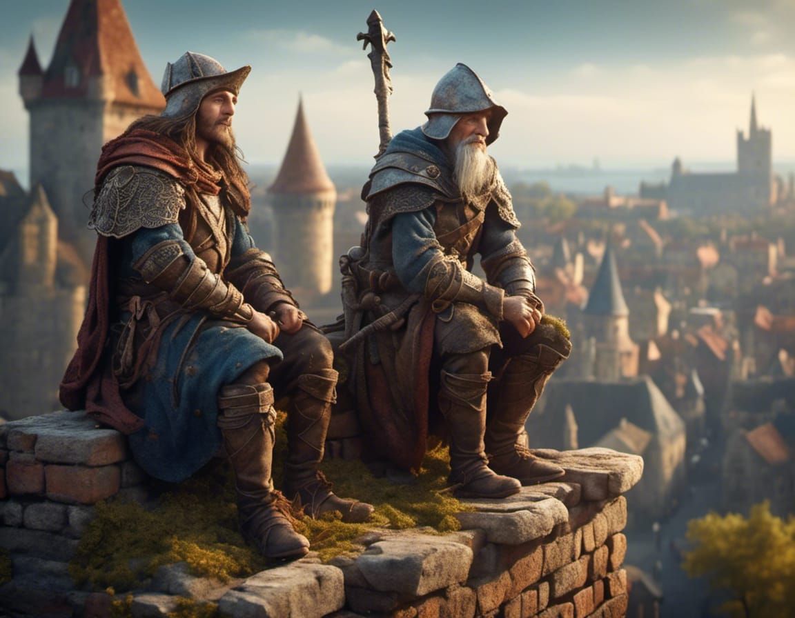 Hyperrealistic Sentries on Medieval Battlement