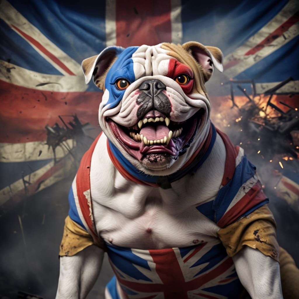 Zombie Bulldog Clown in Post-Apocalyptic Explosion