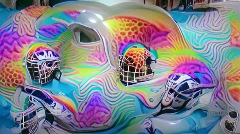 Psychedelic Ice Hockey Goalie Helmet Art