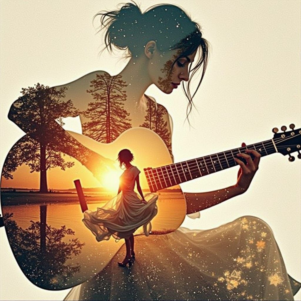 Surreal City Dreamscape Dancing Woman