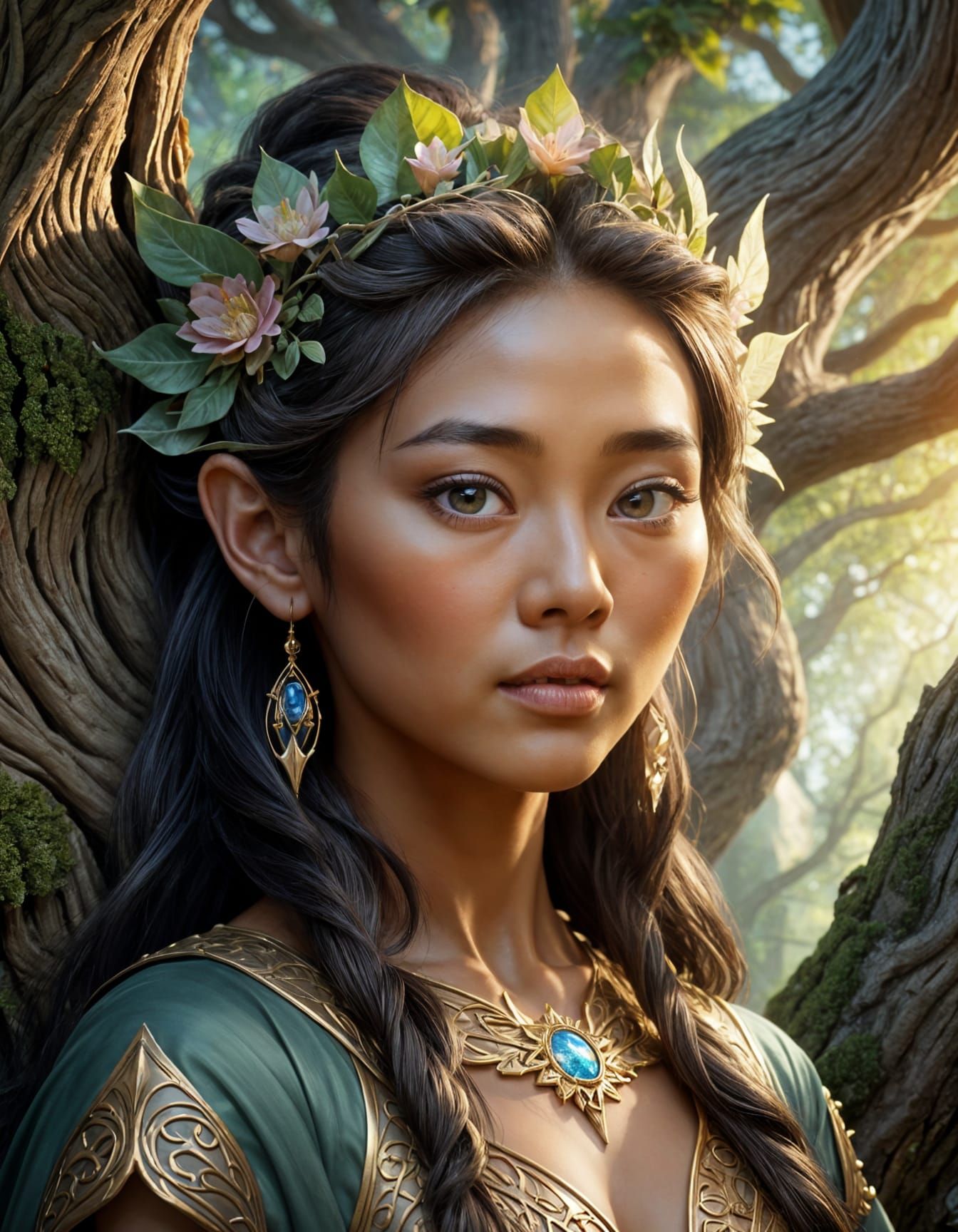 Asian Woman with Unique Features in Digital Art