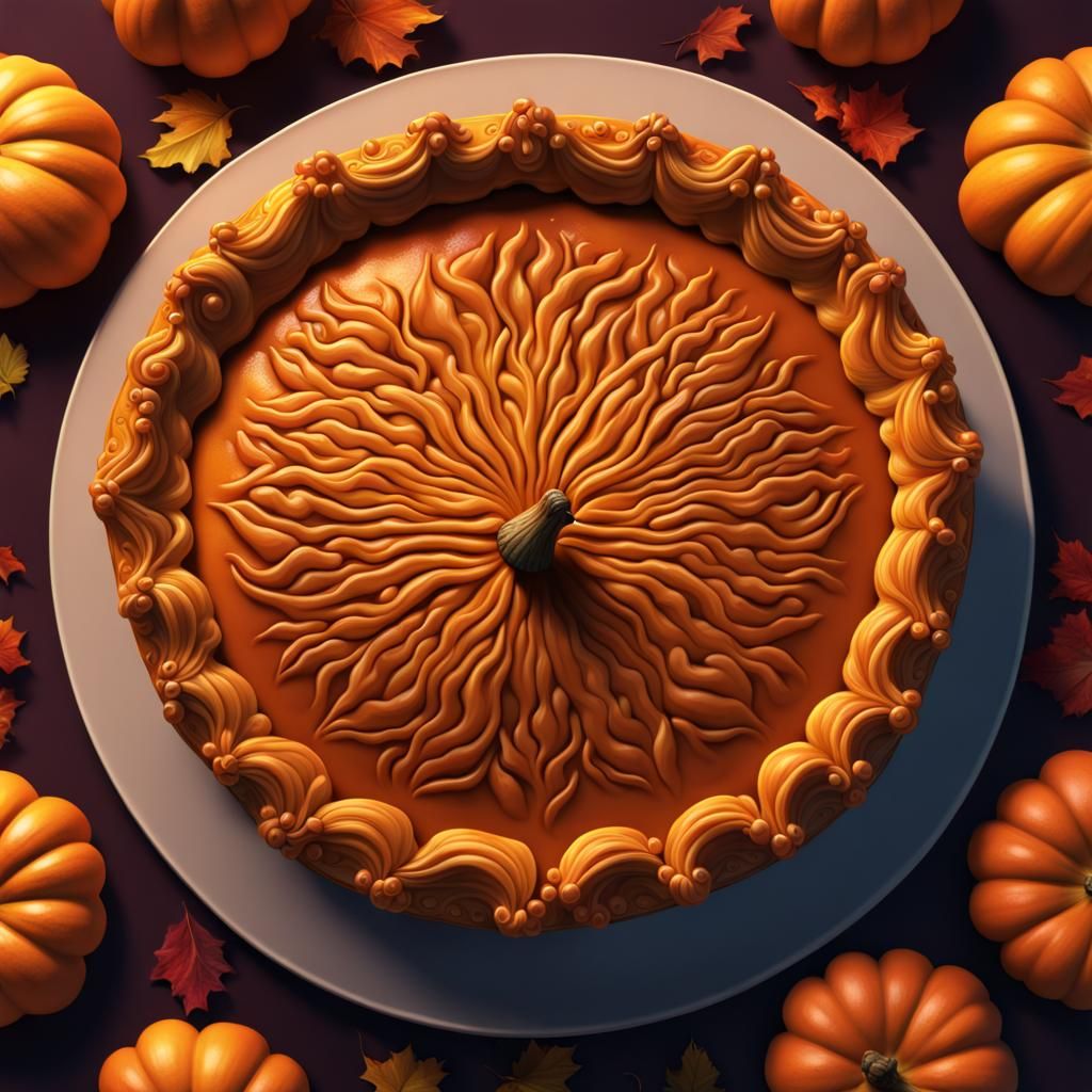 Surreal Pumpkin Pie in Colorful Fantasycore Style