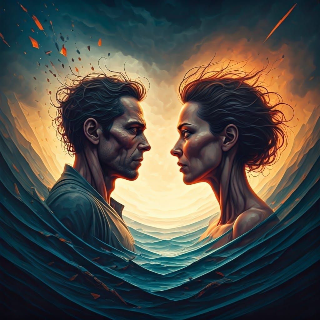 Worlds Collide: Abstract Expressionist Figures in Storm