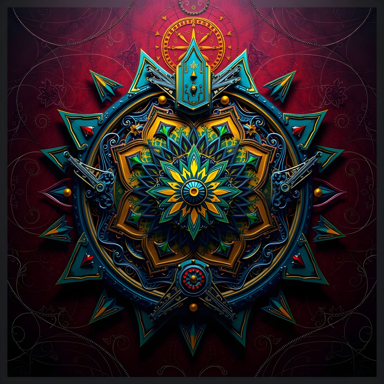 Ethereal Steampunk Mandala in Vibrant, Immersive Detail