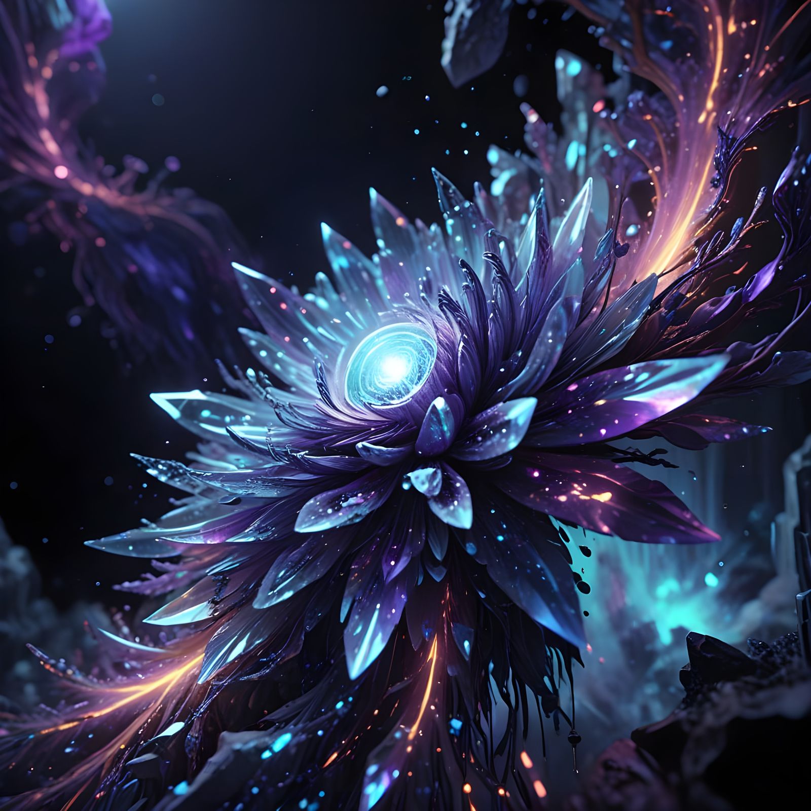 Crystal Colonies Unite Through Celestial Light