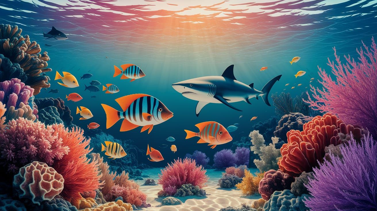 Coral Reef Fish in Oil Painting Style