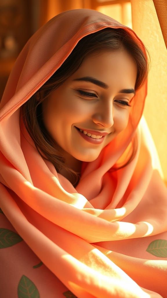 Gentle Woman's Smile in Soft Pastel Hues