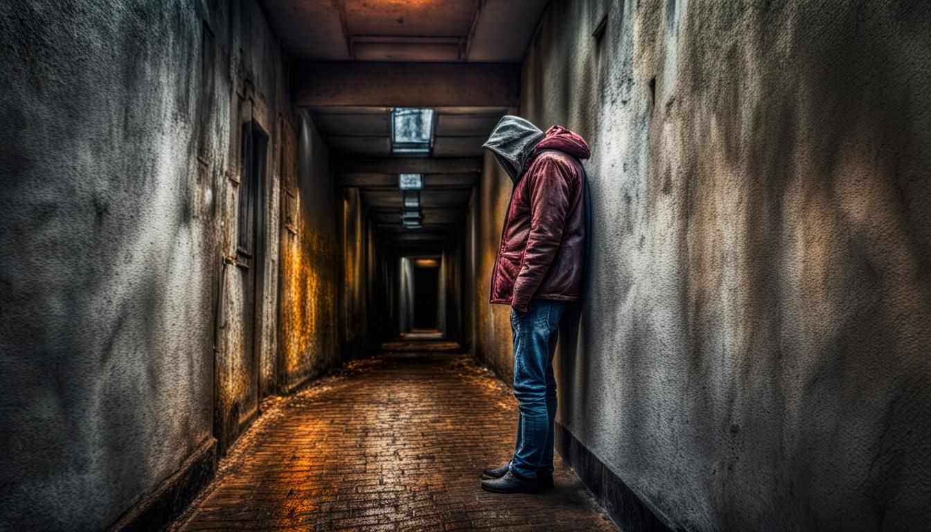 Person Overwhelmed in Dank Submission, HDR Impression